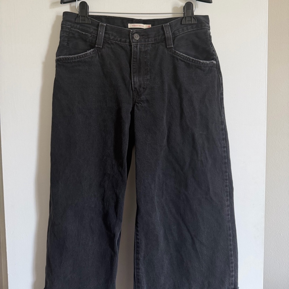 Levi’s Black Denim Foldover ‘94 Baggy Wide Leg Jeans size 26 - Picture 2 of 8